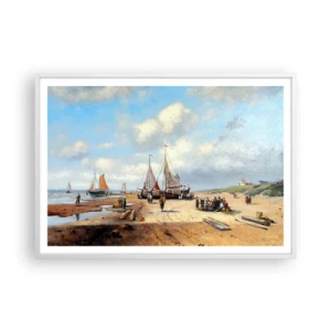 Plakat w białej ramie - Po udanym połowie - 100x70 cm