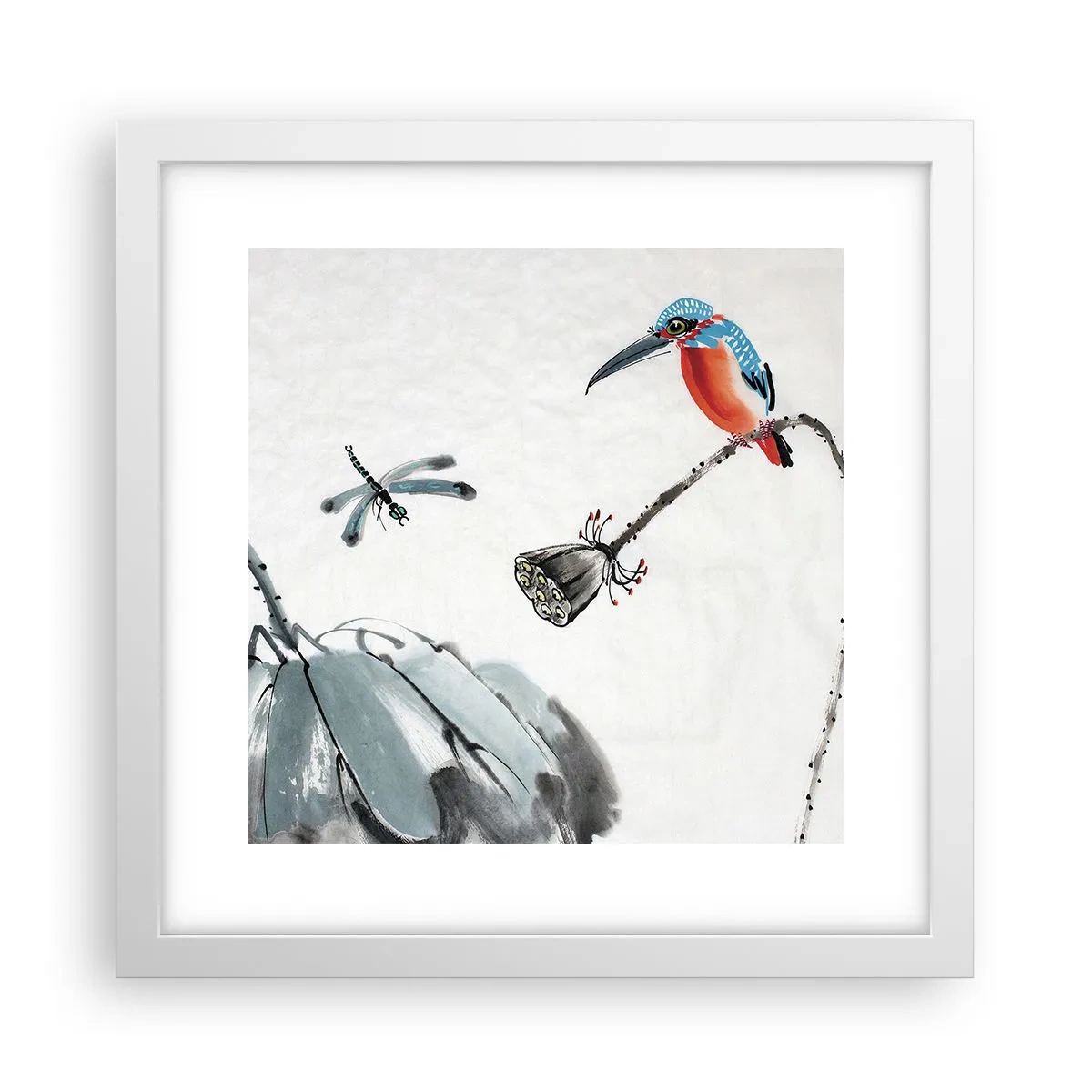 Plakat w białej ramie - Życie łąki - 30x30 cm