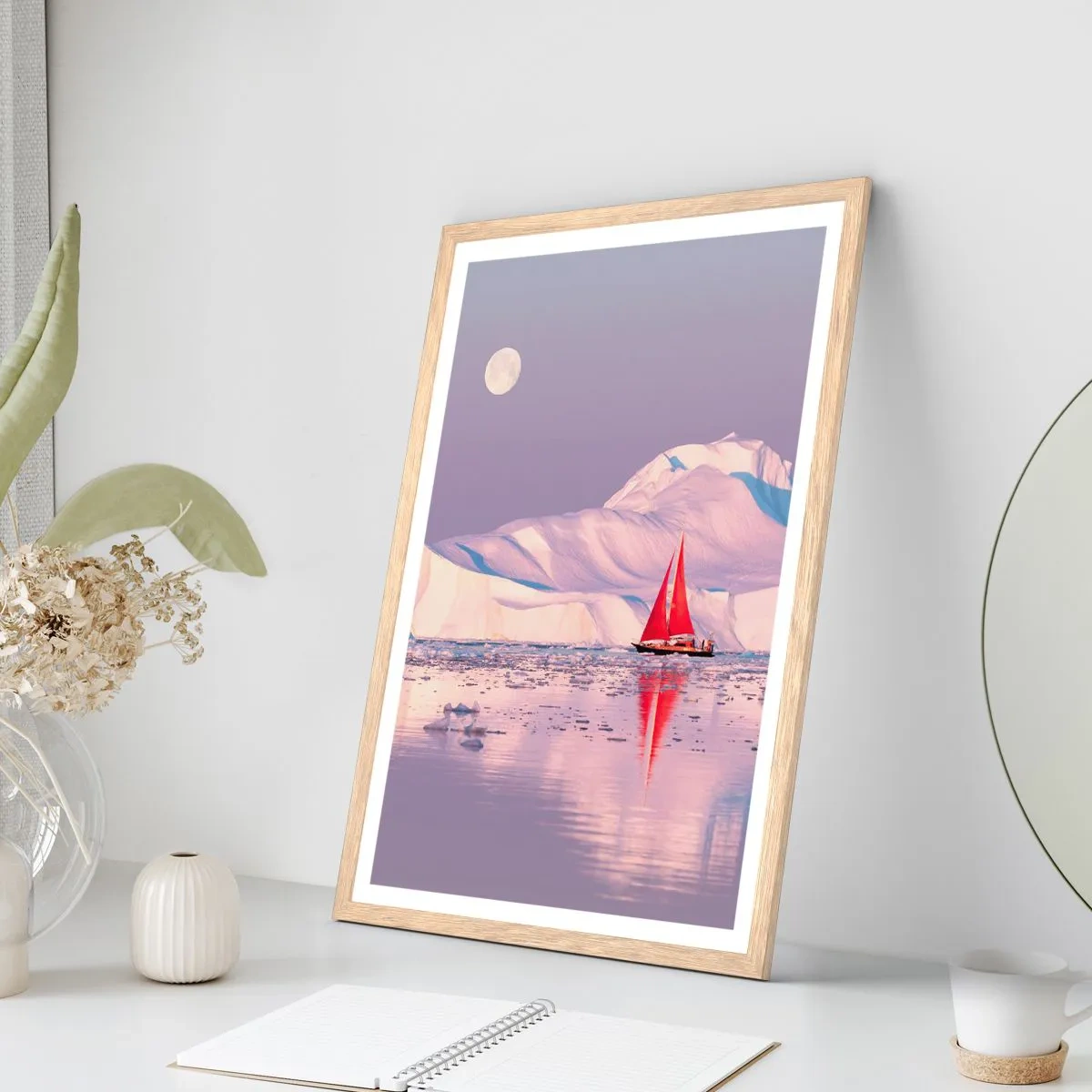 Plakat w ramie jasny dąb - Żar żagla, chłód lodu - 50x70 cm