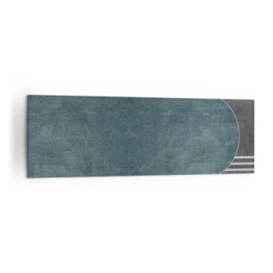 Obraz na płótnie - Geometryczna abstrakcja w odcieniach szarości i zieleni - 160x50cm - Kompozycja na poziomie - Nowoczesna dekoracja ścienna do salonu i sypialni ARTTOR