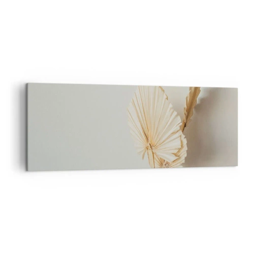 Obraz na płótnie - Suszone liście palmowe w minimalistycznej aranżacji - 140x50cm - Gdy potrzebne ukojenie - Nowoczesna dekoracja ścienna do salonu i sypialni ARTTOR