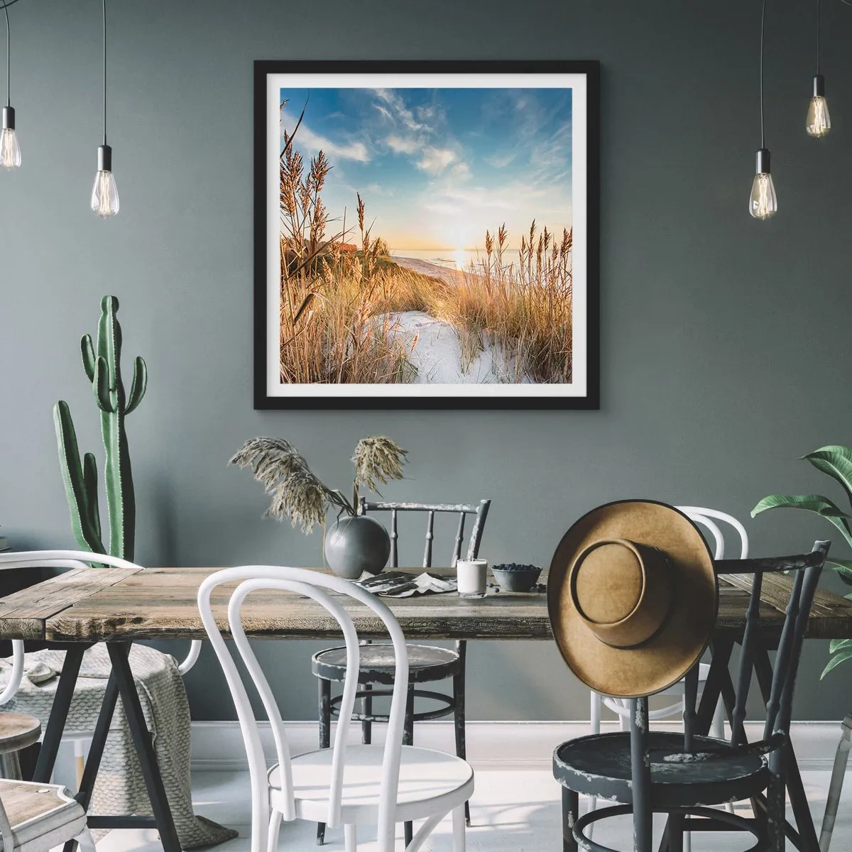 Plakat w czarnej ramie - Północna plaża - 60x60 cm