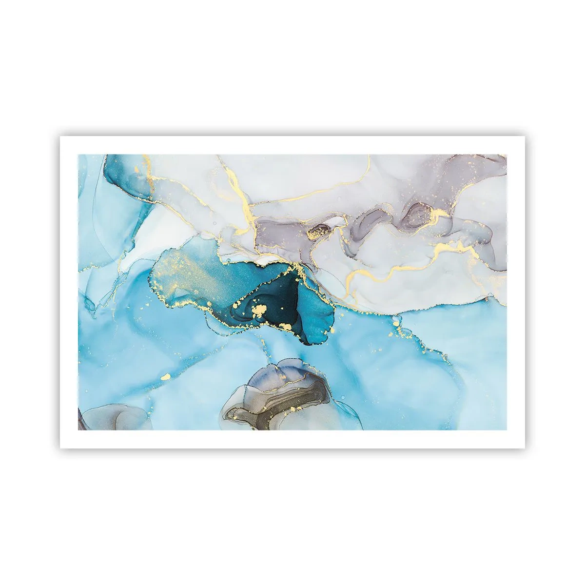 Plakat - Studium spotkania szarości z turkusem - 91x61 cm
