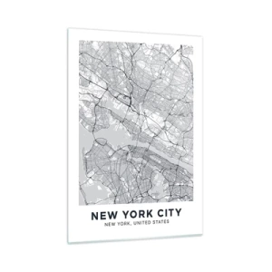 Obraz na szkle - Mapa wielkomiejskich ulic i dzielnic w monochromatycznej formie - 50x70cm - Anatomia metropolii - Nowoczesna dekoracja ścienna do salonu, kuchni i sypialni ARTTOR