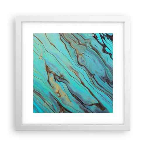 Plakat w białej ramie - Turkusowy przypływ - 30x30 cm