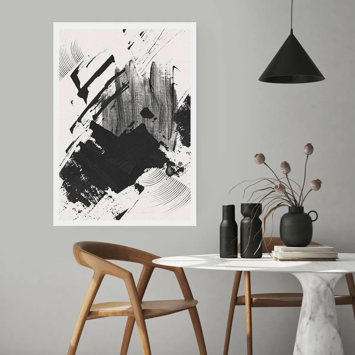 Plakat - Abstrakcja – ekspresja czerni - 30x40 cm