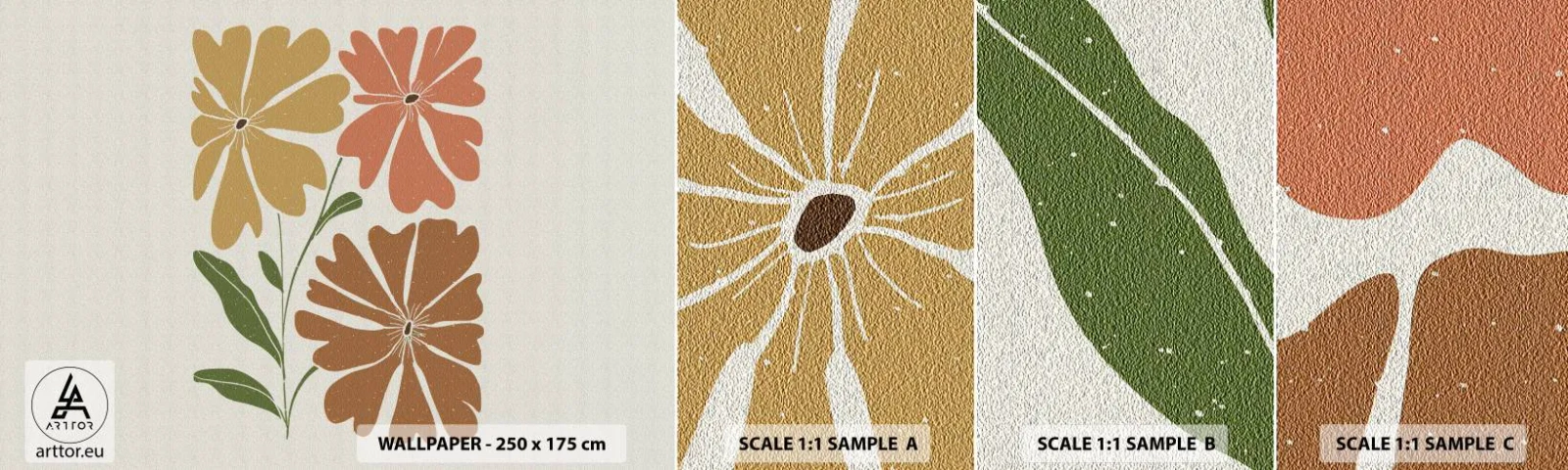 Fototapeta Próbka Samoprzylepna Deluxe Sticker - Natura i geometria - Boho, Kwiaty, Minimalizm - 100x30 cm