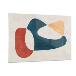 Obraz na szkle - Minimalistyczna abstrakcja w odcieniach czerwieni i granatu - 120x80cm - Wpływy i metamorfozy - Nowoczesna dekoracja ścienna do salonu, kuchni i sypialni ARTTOR