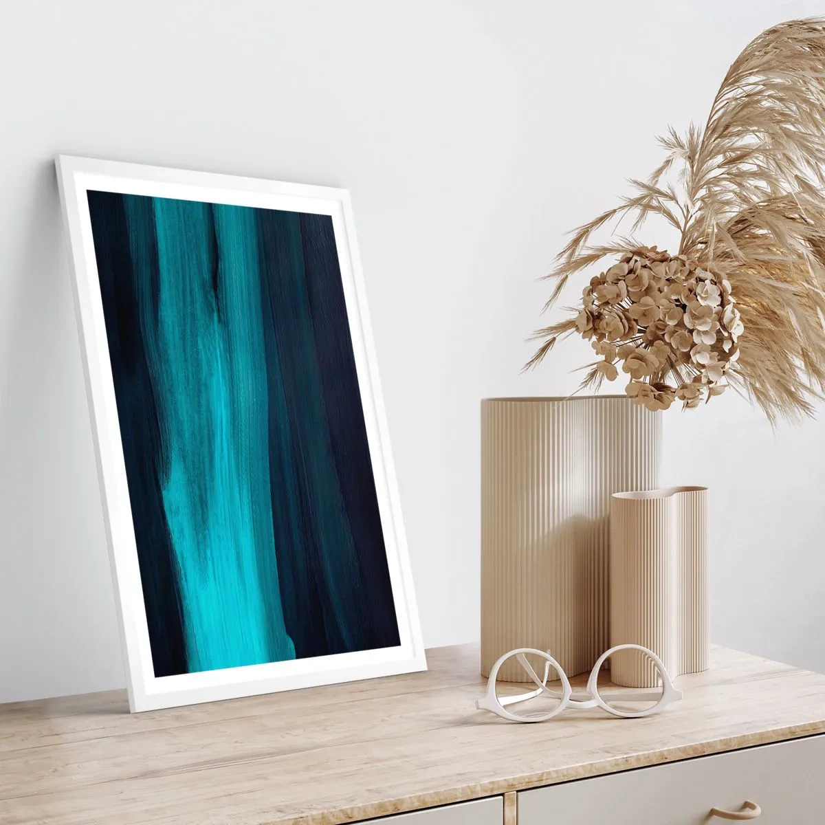 Plakat w białej ramie - Popłyń z nurtem - 30x40 cm