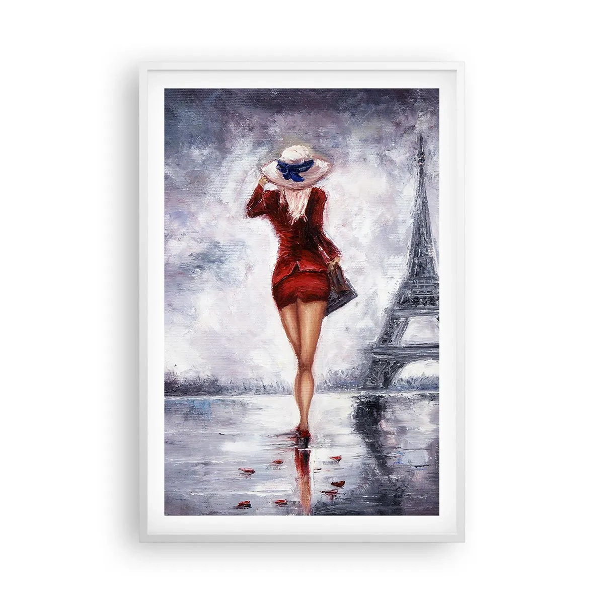 Plakat w białej ramie - Paryskie symbole - 61x91 cm