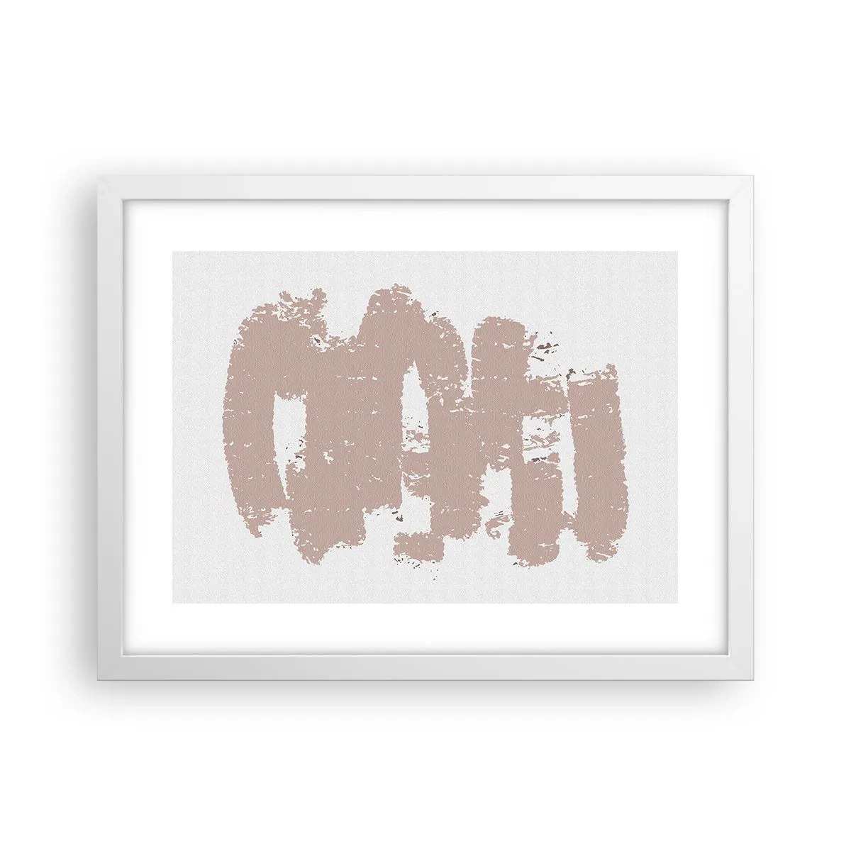 Plakat w białej ramie - Abstrakcja w łagodnym różu - 40x30 cm