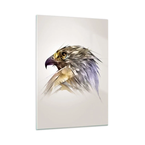 Obraz na szkle - Artystyczny portret orła w abstrakcyjnej formie - 50x70cm - Portret wojownika - Nowoczesna dekoracja ścienna do salonu, kuchni i sypialni ARTTOR
