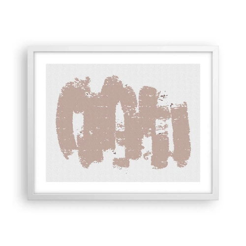 Plakat w białej ramie - Abstrakcja w łagodnym różu - 50x40 cm