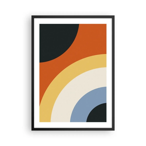 Plakat w czarnej ramie - Abstrakcyjne kolorowe łuki i okręgi - 50x70cm - Ku sobie - Nowoczesna dekoracja ścienna do salonu i sypialni ARTTOR