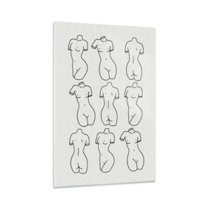 Obraz na szkle - Minimalistyczna grafika przedstawiająca nagie kobiece sylwetki - 70x100cm - Tylko Wenus - Nowoczesna dekoracja ścienna do salonu i sypialni ARTTOR