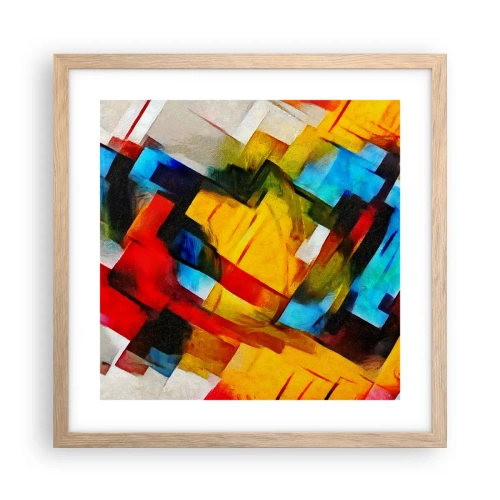 Plakat w ramie jasny dąb - Różnobarwny przekładaniec - 40x40 cm