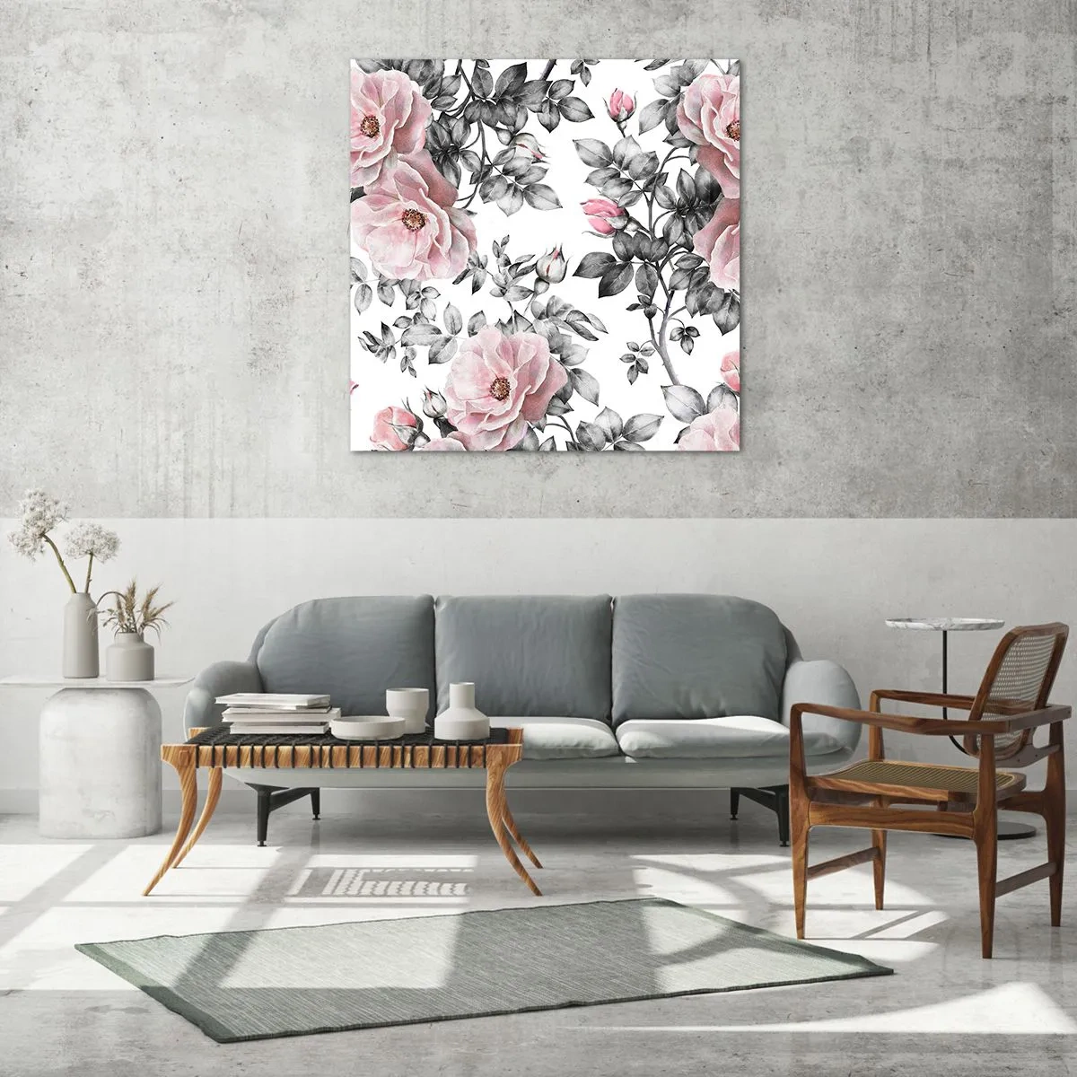 Obraz na szkle - Zagubić się w kwiatach róż - 70x70 cm