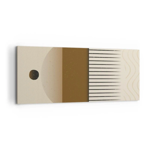 Obraz na płótnie - Abstrakcyjna kompozycja geometryczna w beżach i brązach - 120x50cm - Różne stany - Nowoczesna dekoracja ścienna do salonu i sypialni ARTTOR