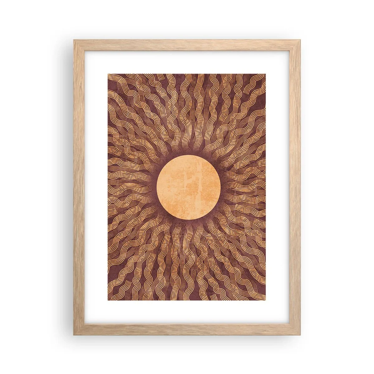 Plakat w ramie jasny dąb - Ikona słońca - 30x40 cm