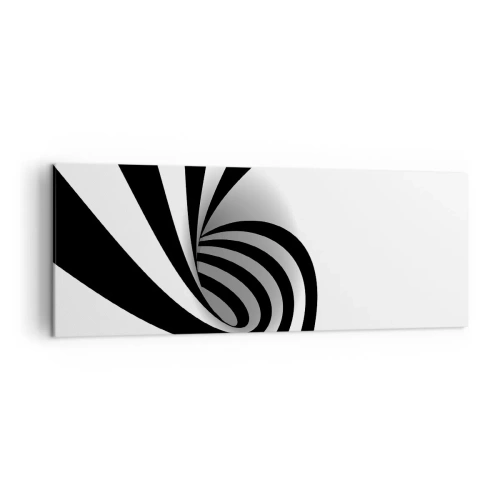 Obraz na płótnie - Abstrakcyjny czarno-biały wir optyczny - 140x50cm - A jednak się kręci - Nowoczesna dekoracja ścienna do salonu i sypialni ARTTOR