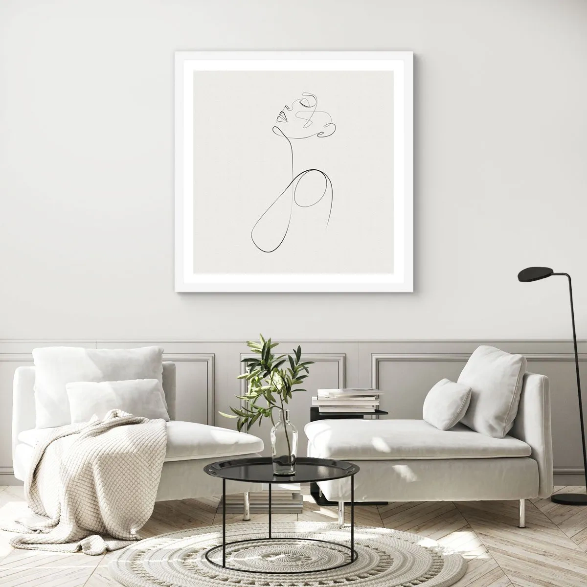 Plakat w białej ramie - Zapętlona w marzeniach - 40x40 cm