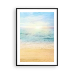 Plakat w czarnej ramie - Spokojny widok na plażę i morze o wschodzie słońca - 50x70cm - Wielki błękit - Nowoczesna dekoracja ścienna do salonu i sypialni ARTTOR