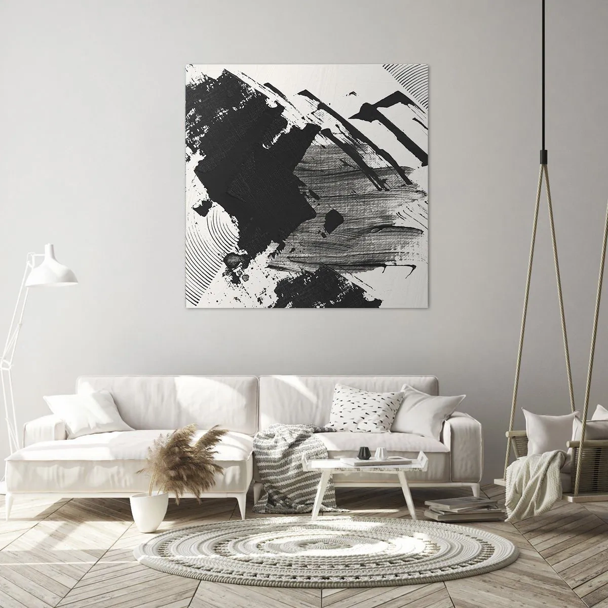 Obraz na płótnie - Abstrakcja – ekspresja czerni - 60x60 cm