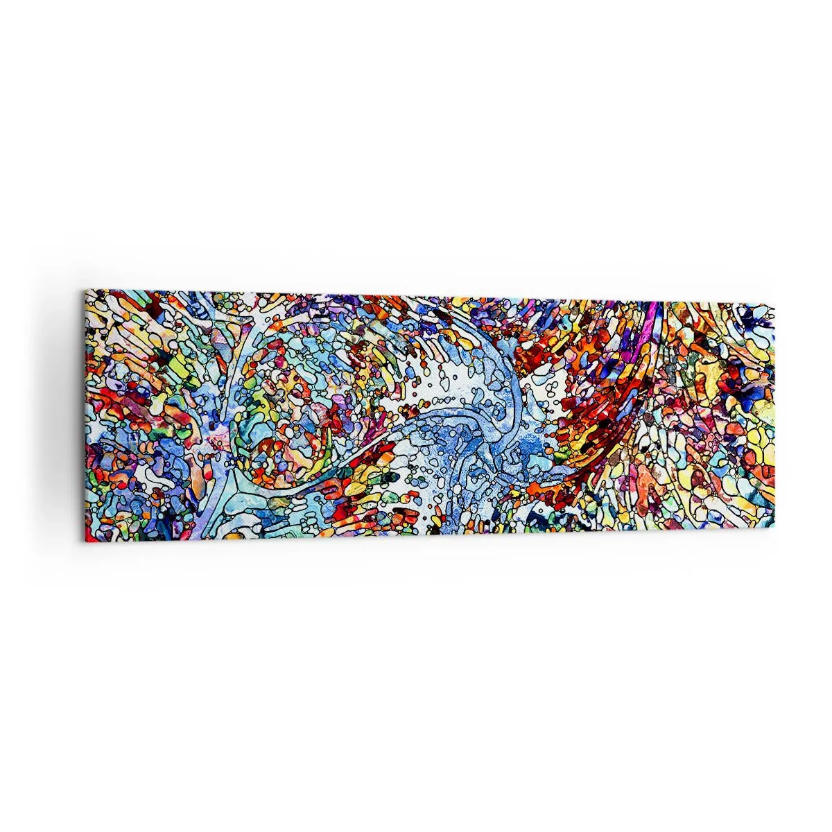 Obraz na płótnie - Kolorowy abstrakcyjny wzór inspirowany naturą - 160x50cm - Witraż kroplisty - Nowoczesna dekoracja ścienna do salonu i sypialni ARTTOR