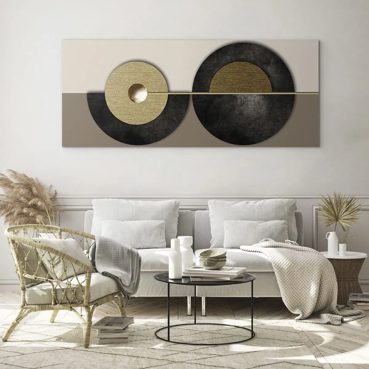 Obraz na szkle - Wariacje wokół koła - 90x30 cm