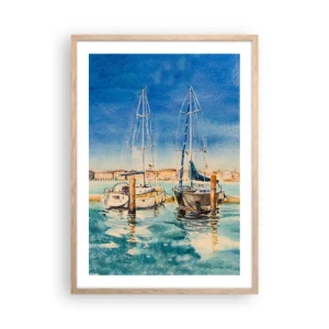 Plakat w ramie jasny dąb - Słoneczna laguna - 50x70 cm