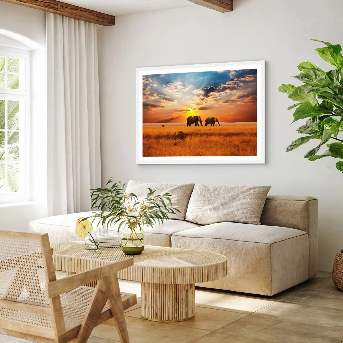 Plakat w białej ramie - Rodzinna przechadzka - 91x61 cm