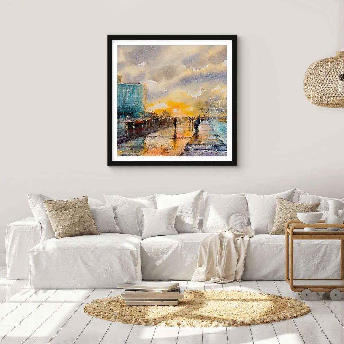 Plakat w czarnej ramie - Życie na brzegu - 30x30 cm