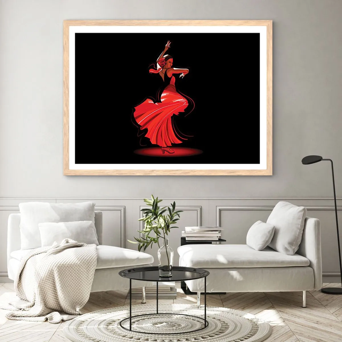 Plakat w ramie jasny dąb - Ognisty duch flamenco - 40x30 cm