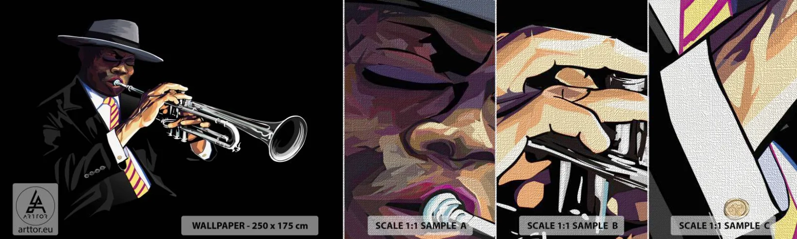 Fototapeta Próbka Premium Canvas - Czar starej szkoły - Muzyka, Jazz, Trąbka - 100x30 cm