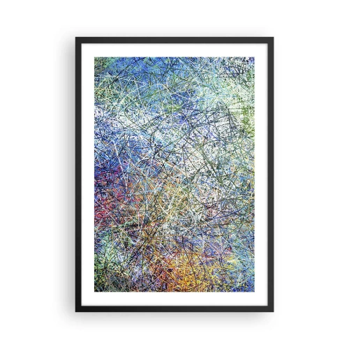 Plakat w czarnej ramie - Kolorowa abstrakcja z dynamicznymi liniami i odcieniami błękitu - 50x70cm - To nie takie proste - Nowoczesna dekoracja ścienna do salonu i sypialni ARTTOR