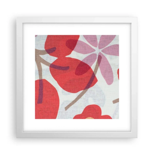 Plakat w białej ramie - Kompozycja kwiatowa w różu - 30x30 cm
