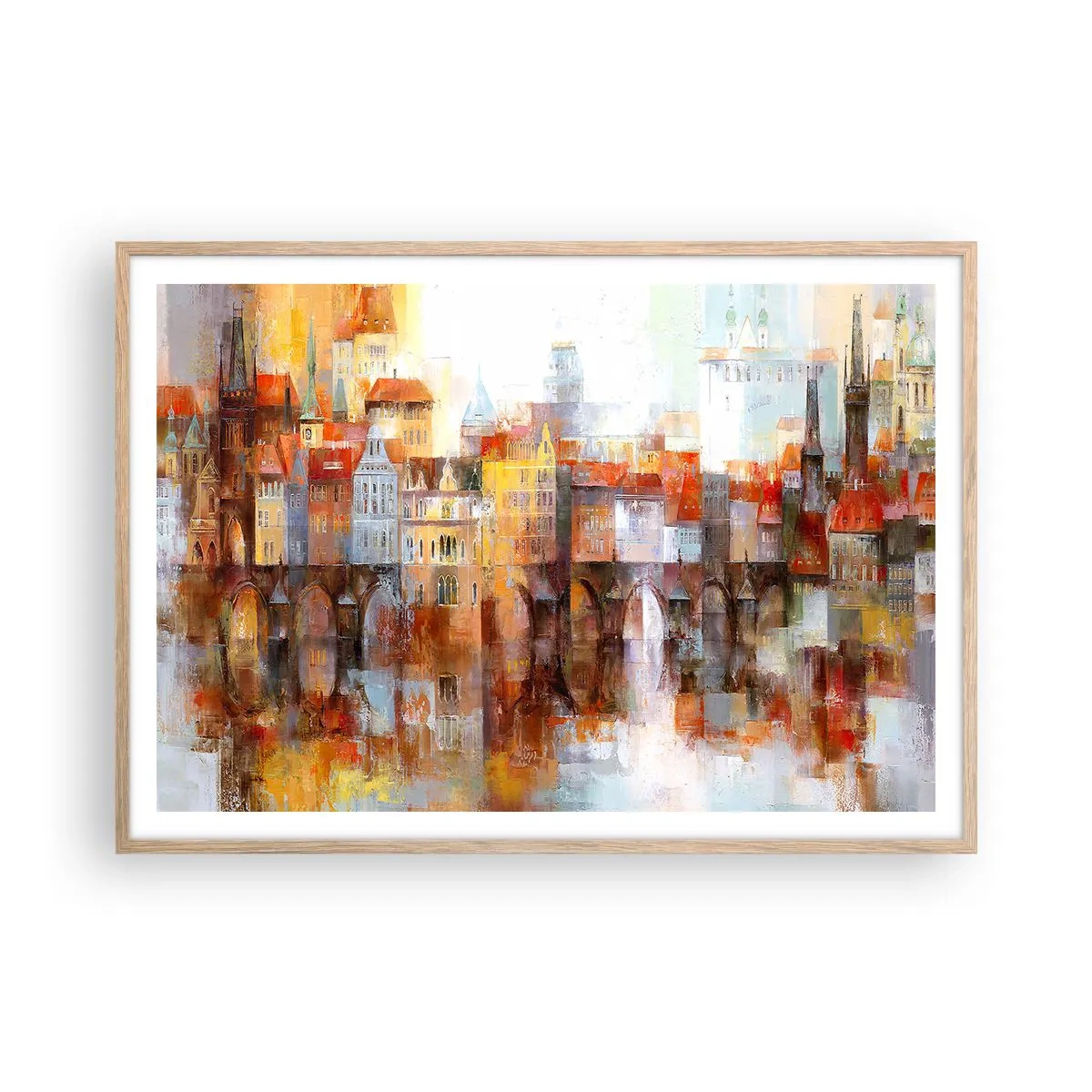 Plakat w ramie jasny dąb - Pod mostem też pięknie - 100x70 cm