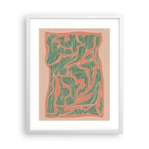 Plakat w białej ramie - Zmagania koralu i zieleni - 40x50 cm