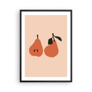 Plakat w czarnej ramie - Minimalistyczna ilustracja dwóch gruszek na beżowym tle - 50x70cm - Sama słodycz - Nowoczesna dekoracja ścienna do salonu i sypialni ARTTOR