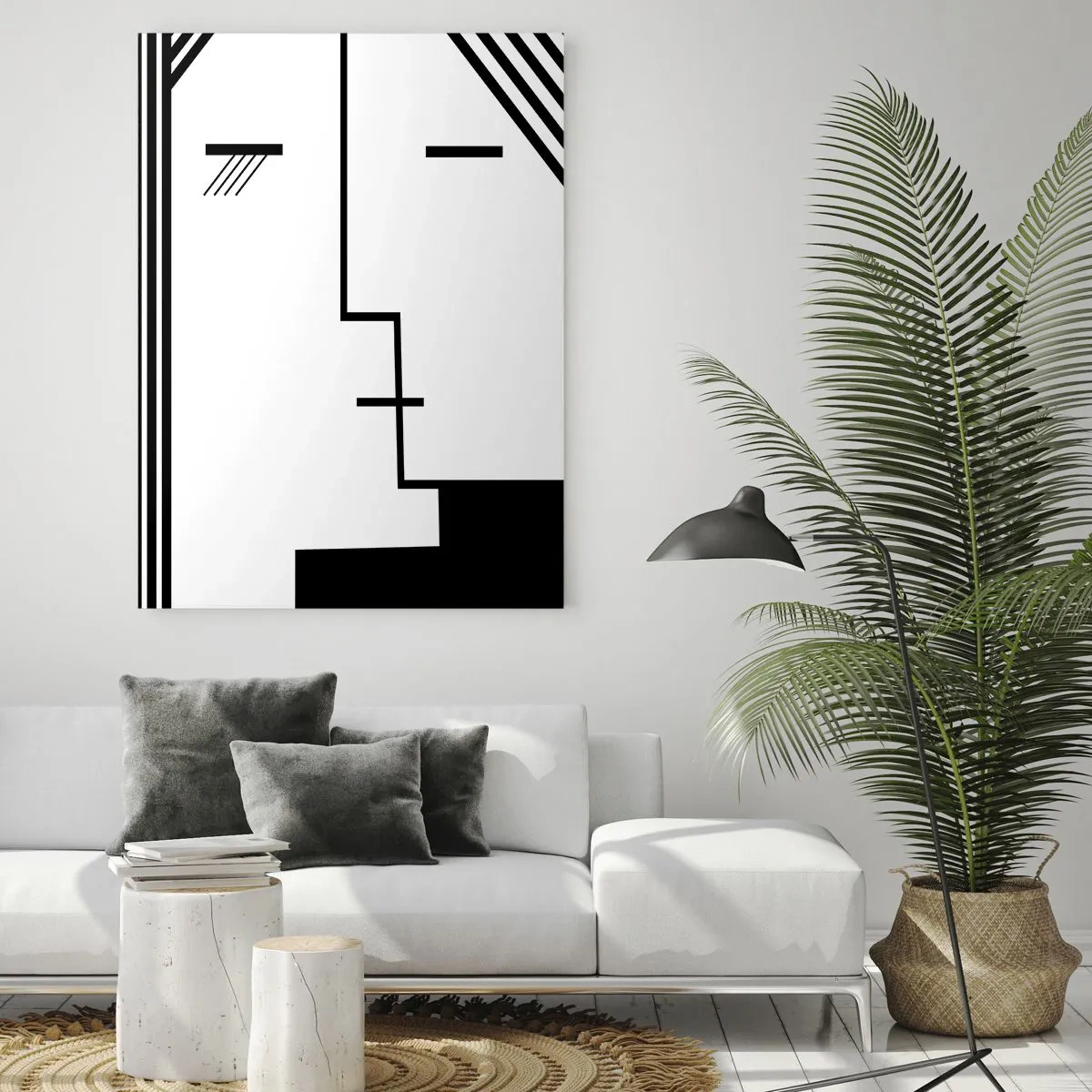 Obraz na szkle - Graficzne ujęcie pocałunku w stylu minimalistycznym - 50x70cm - Po prostu pocałunek - Nowoczesna dekoracja ścienna do salonu, kuchni i sypialni ARTTOR
