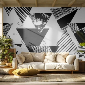 Fototapeta Samoprzylepna Deluxe Sticker - Deszcz trójkątów - Abstrakcja, Grafika, Czarno-Biały - 100x70 cm