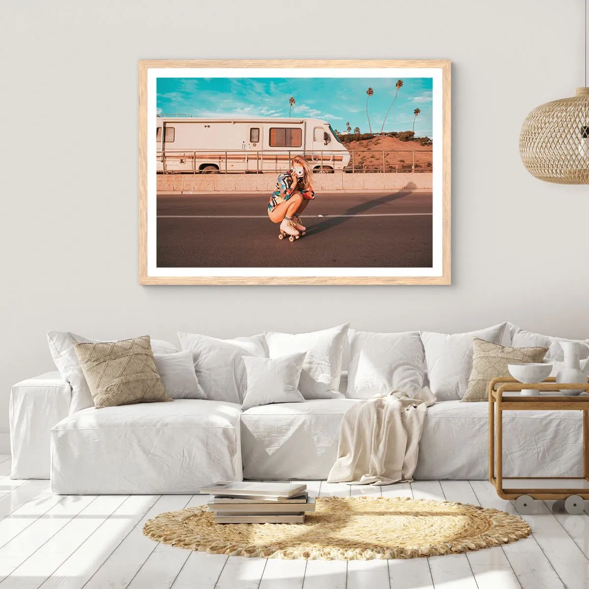 Plakat w ramie jasny dąb - Uśmiech, proszę! - 100x70 cm