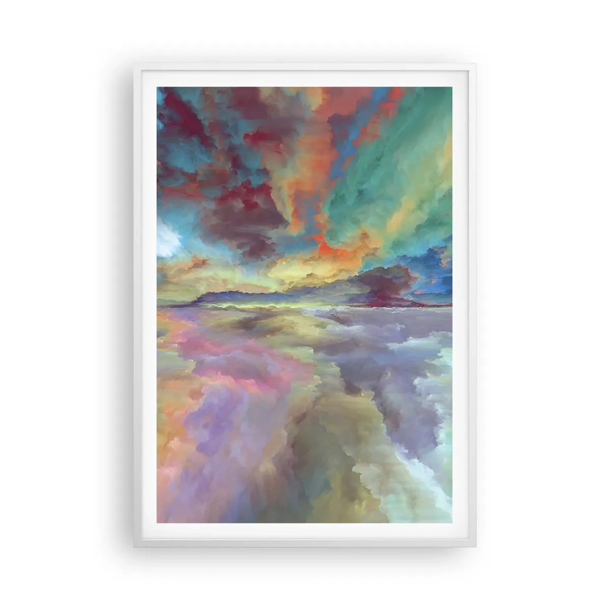 Plakat w białej ramie - Dwa nieba - 70x100 cm