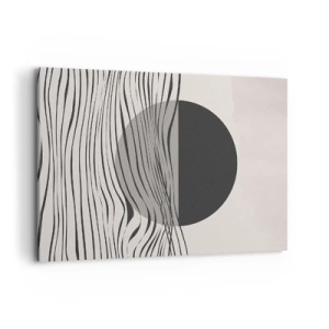 Obraz na płótnie - Abstrakcyjne linie i geometryczne kształty w stonowanych barwach - 100x70cm - Kompozycja połowiczna - Nowoczesna dekoracja ścienna do salonu, kuchni i sypialni ARTTOR