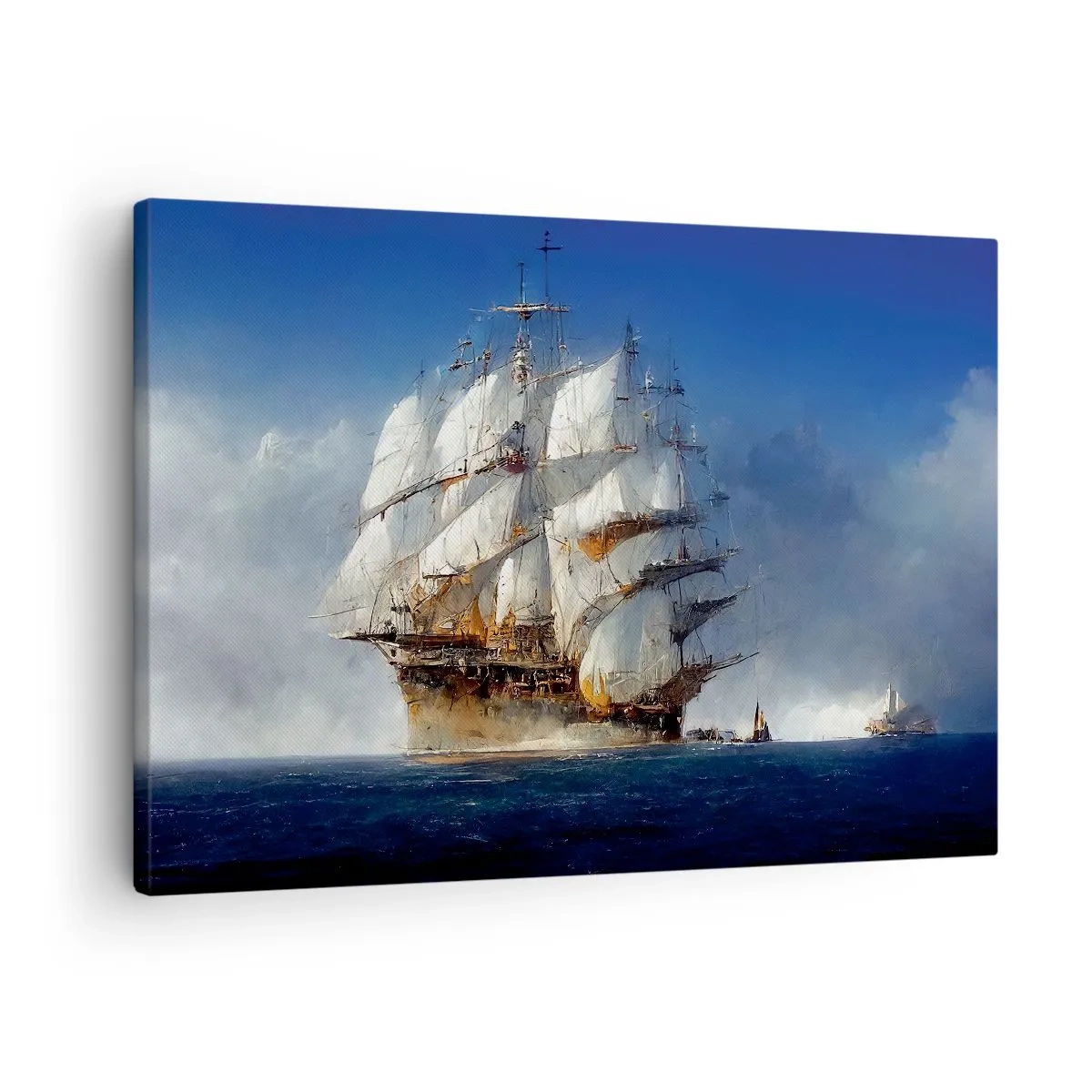 Obraz na płótnie - Żaglowiec na otwartym morzu pod błękitnym niebem - 70x50cm - The great glory! - Nowoczesna dekoracja ścienna do salonu i sypialni ARTTOR