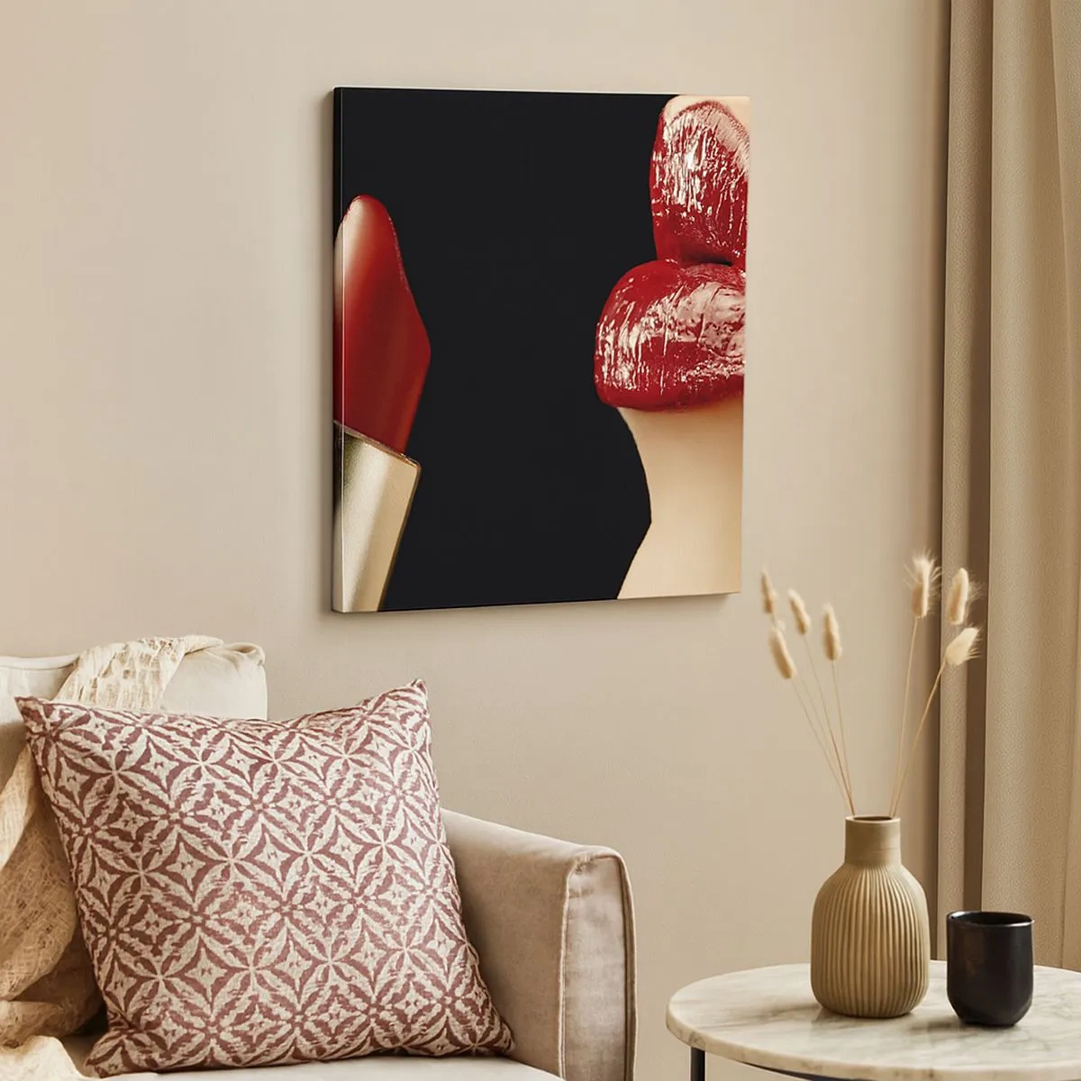 Obraz na płótnie - Zmysłowość i blask karminu - 30x30 cm