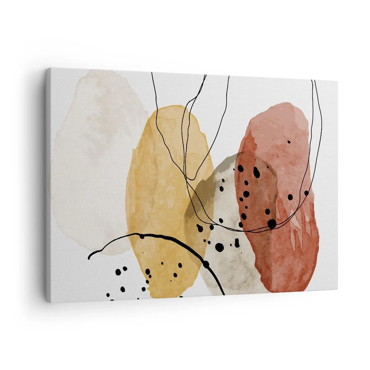 Obraz na płótnie - Abstrakcyjne plamy w odcieniach beżu, żółci i czerwieni - 70x50cm - Jak powietrze lekkie, przejrzyste - Nowoczesna dekoracja ścienna do salonu i sypialni ARTTOR
