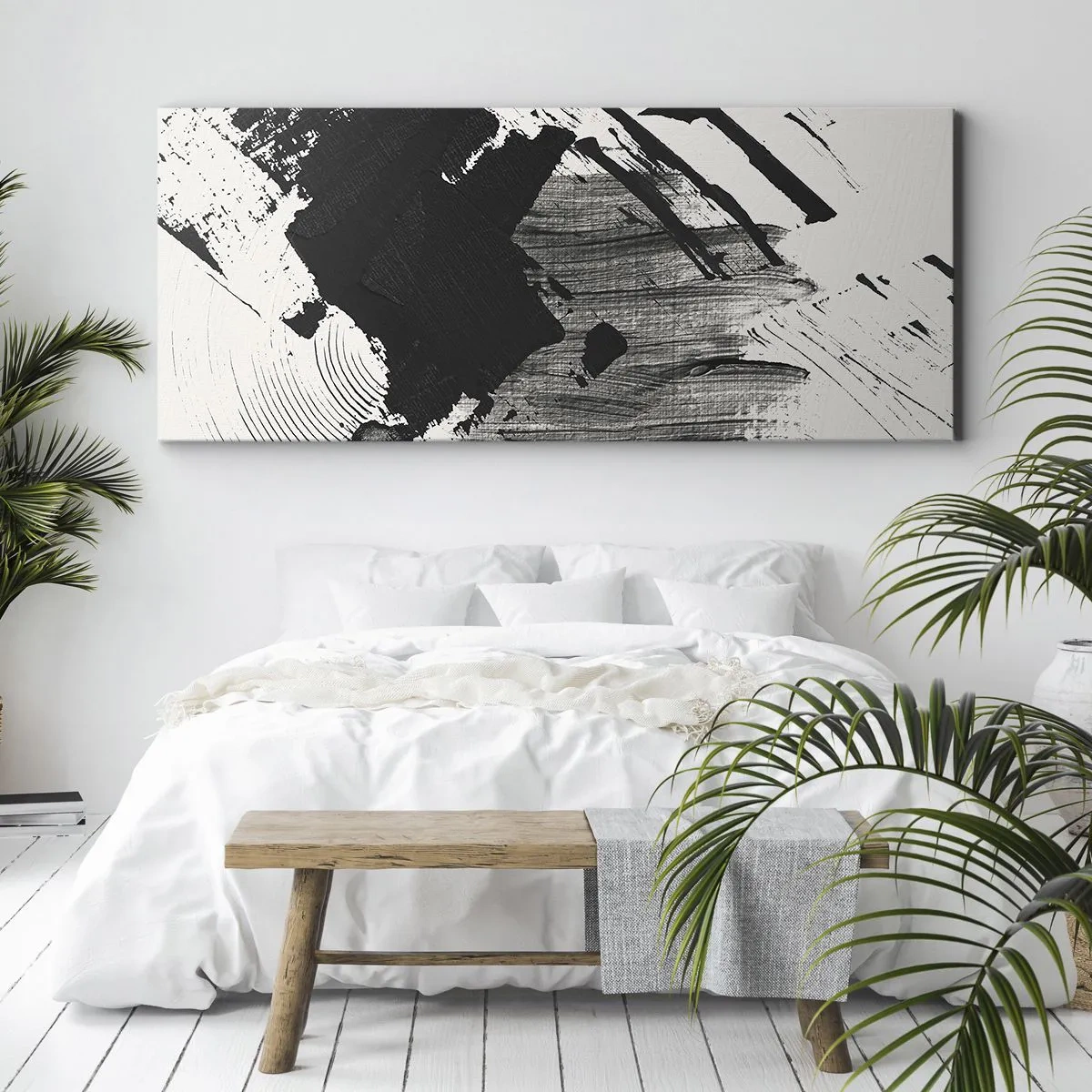 Obraz na płótnie - Abstrakcja – ekspresja czerni - 100x40 cm