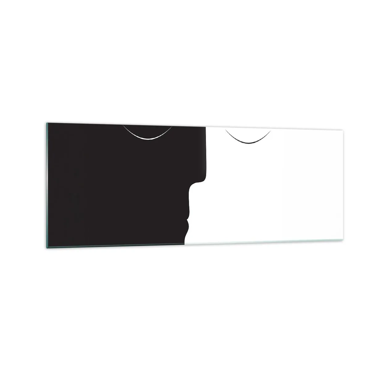 Obraz na szkle - Minimalistyczna sylwetka dwóch twarzy w kontrastowych kolorach - 140x50cm - Jedność przeciwieństw - Nowoczesna dekoracja ścienna do salonu i sypialni ARTTOR