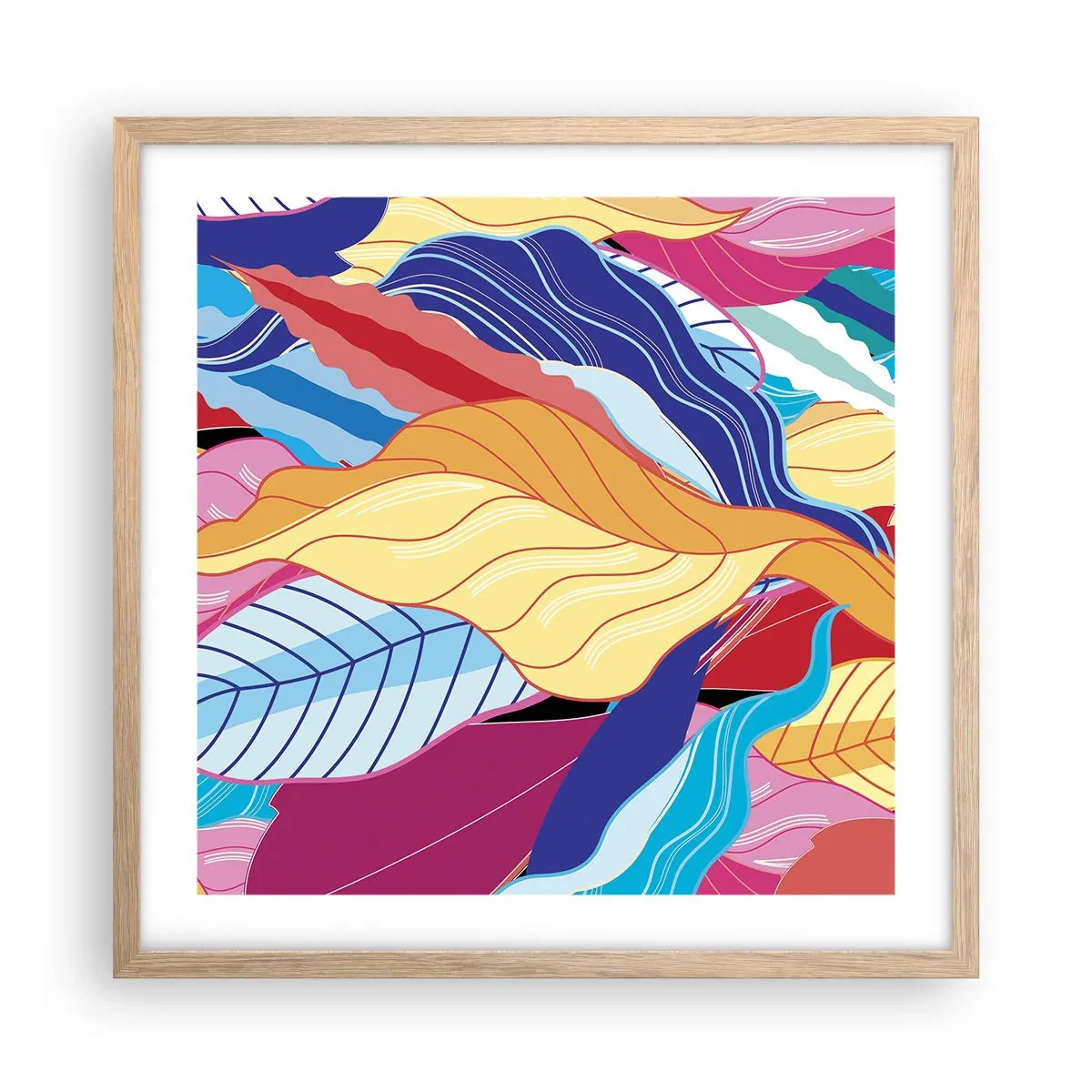 Plakat w ramie jasny dąb - Kolorowy bałagan - 50x50 cm